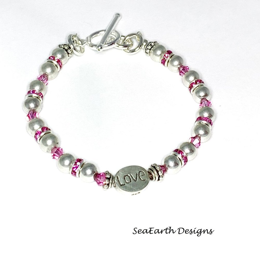 Sterling Silver and Crystal Love Bracelet